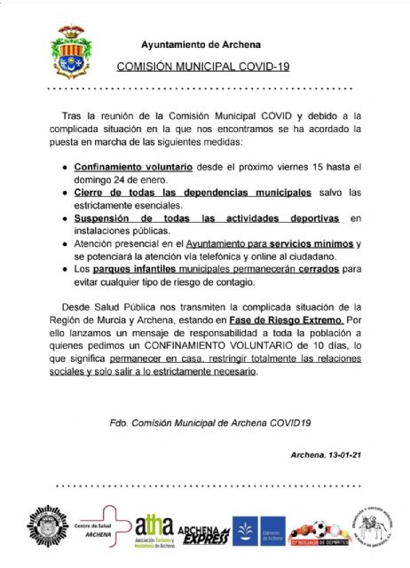 La Alcaldesa pide a los vecinos del municipio que se sometan a un 'aislamiento voluntario preventivo' por el aumento excesivo de contagios del virus