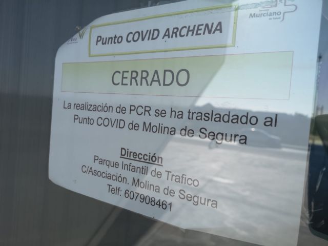 Cierra el punto covid-19 de Archena, aunque sigue en riesgo de transmisión muy alta