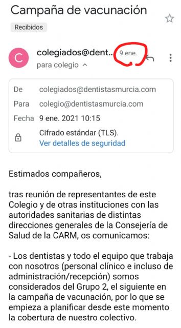 El PSOE se pregunta si es prioritaria la vacunación de la alcaldesa de Archena